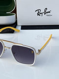 Ray-Ban Tech Aviator Sunglasses for Men – White & Yellow Frame with UV Protection