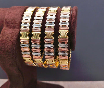 Multicolor Designer Gold Plated Artificial Bangle Set for Women & Girls – Stylish Ethnic Jewelry (Set of 4)