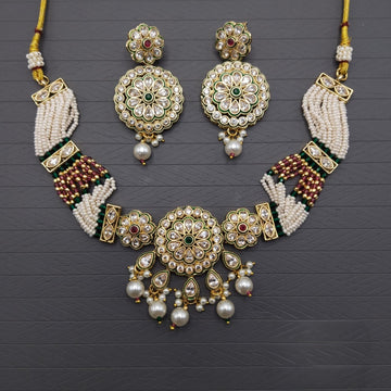 Royal Kundan & Pearl Beaded Bridal Necklace Set for Women | Traditional Indian Wedding Jewellery with Earrings