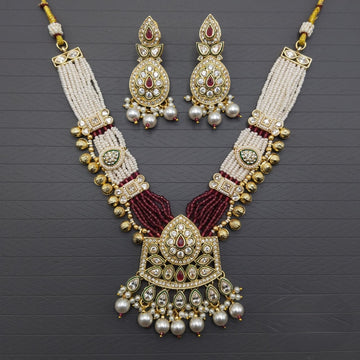 Royal Kundan & Pearl Layered Bridal Necklace Set for Women | Traditional Indian Ethnic Jewellery with Earrings