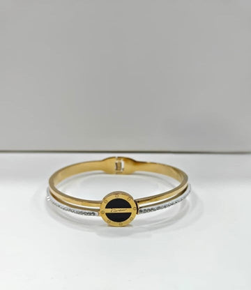 Elegant Gold-Plated Black Dial Designer Bracelet for Women | Artificial Jewellery Kada with Stone Detailing