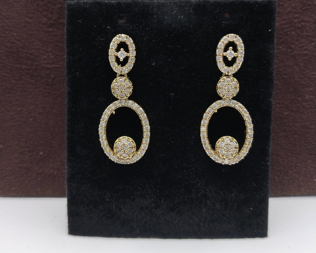 Elegant Diamond Studded Artificial Hanging Earrings for Women (Gold & Silver Finish – Party Wear Dangler Design)