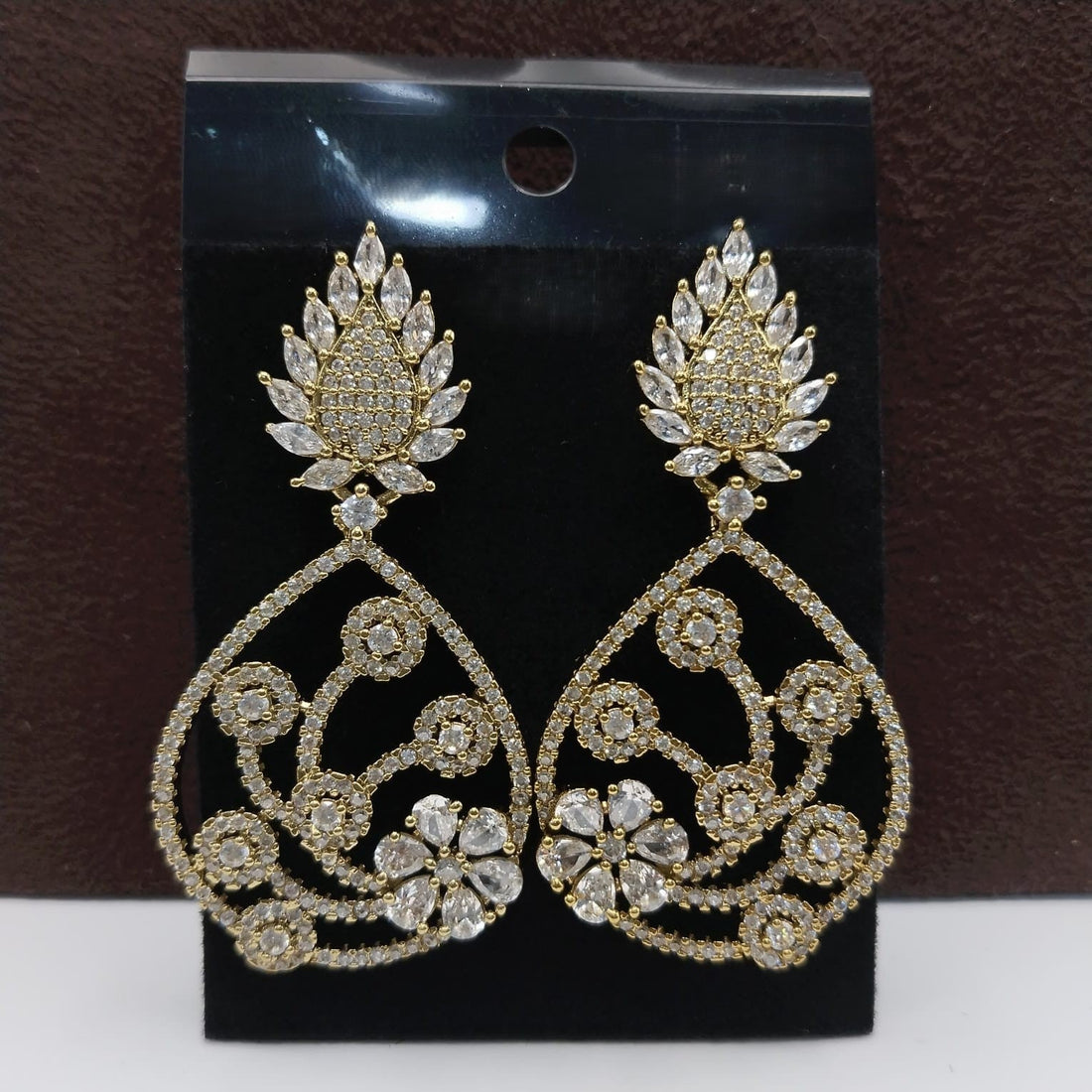 Luxury American Diamond Gold & Silver Plated Tear Drop Dangler Earrings for Women & Girls – Elegant Party, Festive & Wedding Wear Jewelry