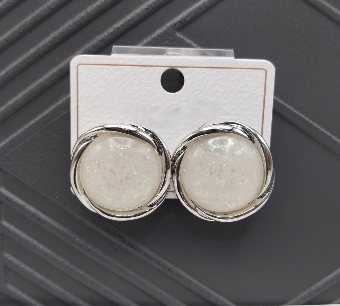 Elegant Golden-Plated Round Glitter Stud Earrings – Trendy Artificial Jewelry for Women & Girls