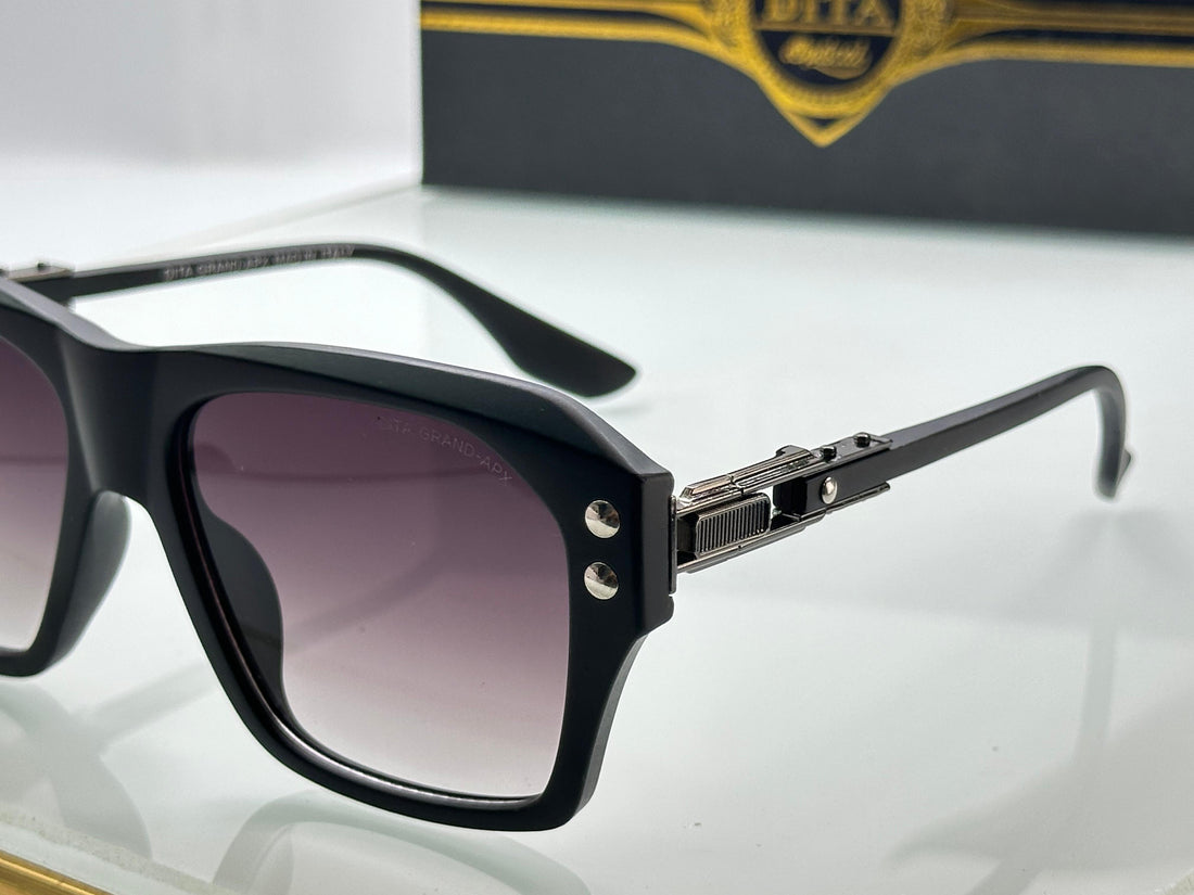 Premium Oversized Square UV Protection Sunglasses for Men | Black Frame with Gradient Lens & Gold Detailing