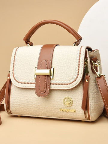 Women’s Premium Black & Brown Crossbody Handbag | Stylish Sling Bag with Top Handle