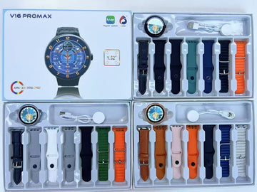 V16 PRO MAX Smartwatch - 1.52" AMOLED Display, Bluetooth Calling & 7-in-1 Multi-Strap Combo