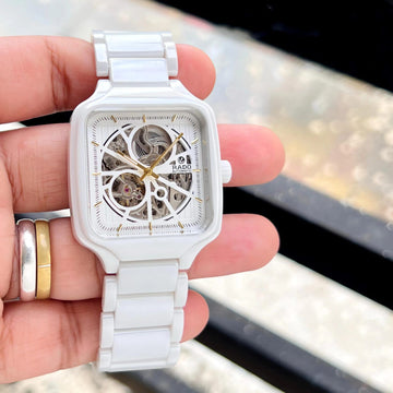 Rado True Square Automatic Open Heart White High-Tech Ceramic Watch R27073012 (Unisex)