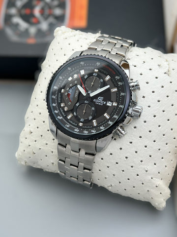 Casio Edifice Chronograph Stainless Steel Men’s Watch – Sporty Black Dial | Tachymeter | Premium Metal Strap
