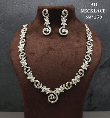Premium AD Stone Necklace Set for Women – Sparkling Diamond Look Jewelry (Necklace + Earrings) – Party & Wedding Wear