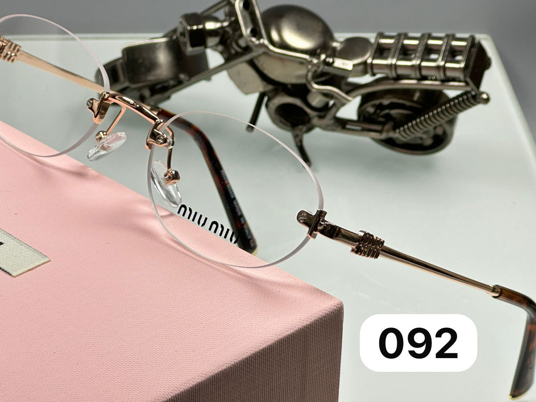 Miu Miu Style Rimless Eyeglasses for Women | Rose Gold Metal Frame | Luxury Designer Inspired Optical Glasses