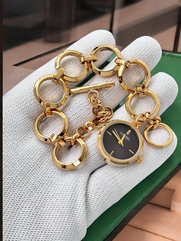 Women’s Luxury Gold Bracelet Style Analog Watch | Designer Chain Watch for Girls & Women