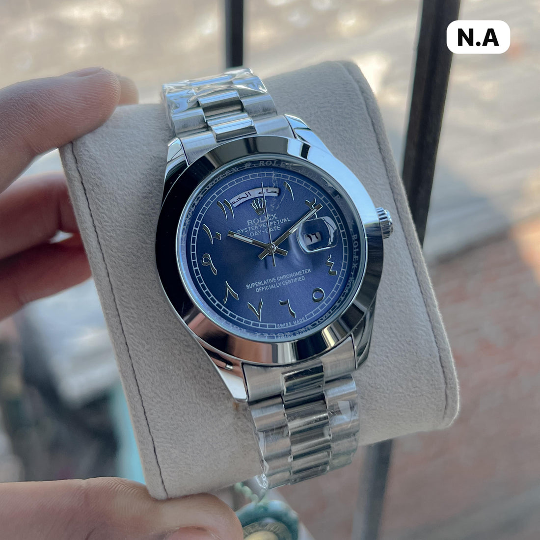 Rolex Day-Date Style Men’s Watch | Arabic Dial | Green Dial | Stainless Steel Strap | Designer Inspired Wrist Watch