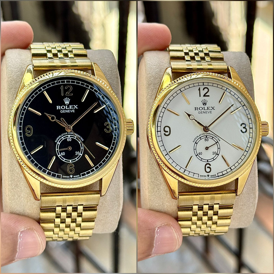 Luxury Rolex Style Classic Men’s Watch | Gold Chain Strap | Black Dial | Premium Designer Wristwatch
