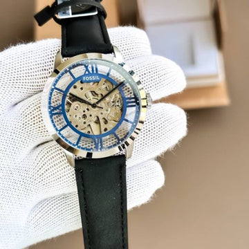 Luxury Automatic Skeleton Dial Men’s Watch – Black Leather Strap