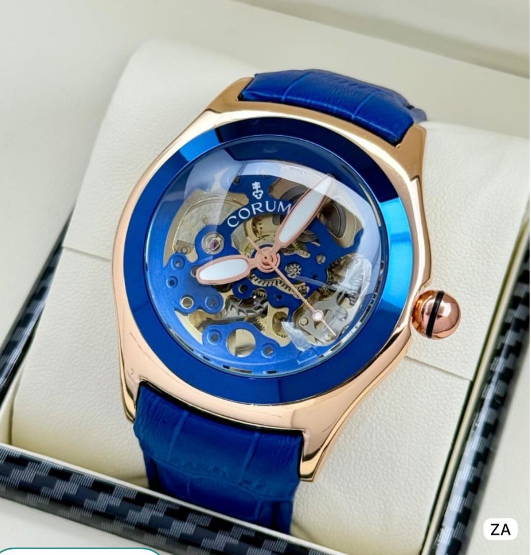 Men’s Automatic Skeleton Mechanical Watch | Rose Gold Case | Brown Leather Strap | Transparent Dial | Luxury Designer Watch