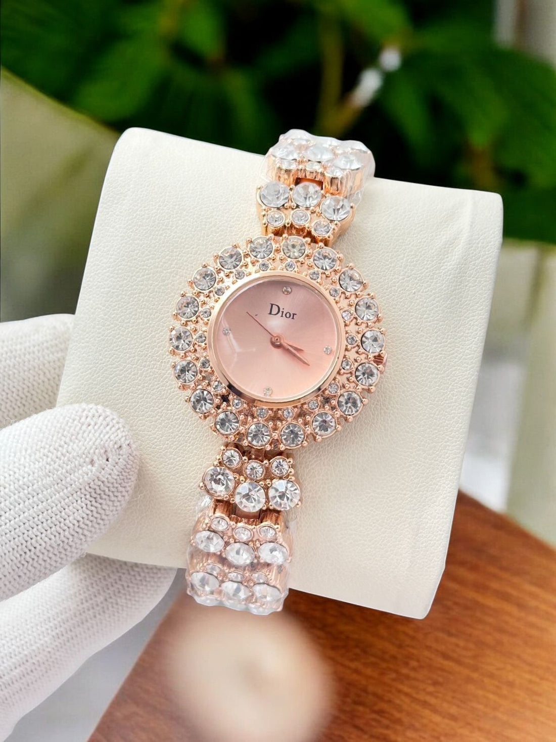 Women’s Luxury Crystal Bracelet Watch | Gold Tone Analog Watch | Diamond Style Stone Studded Wrist Watch