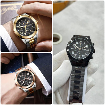 Men’s Luxury Chronograph Style Analog Watch | Stainless Steel Strap | Premium Designer WristWatch
