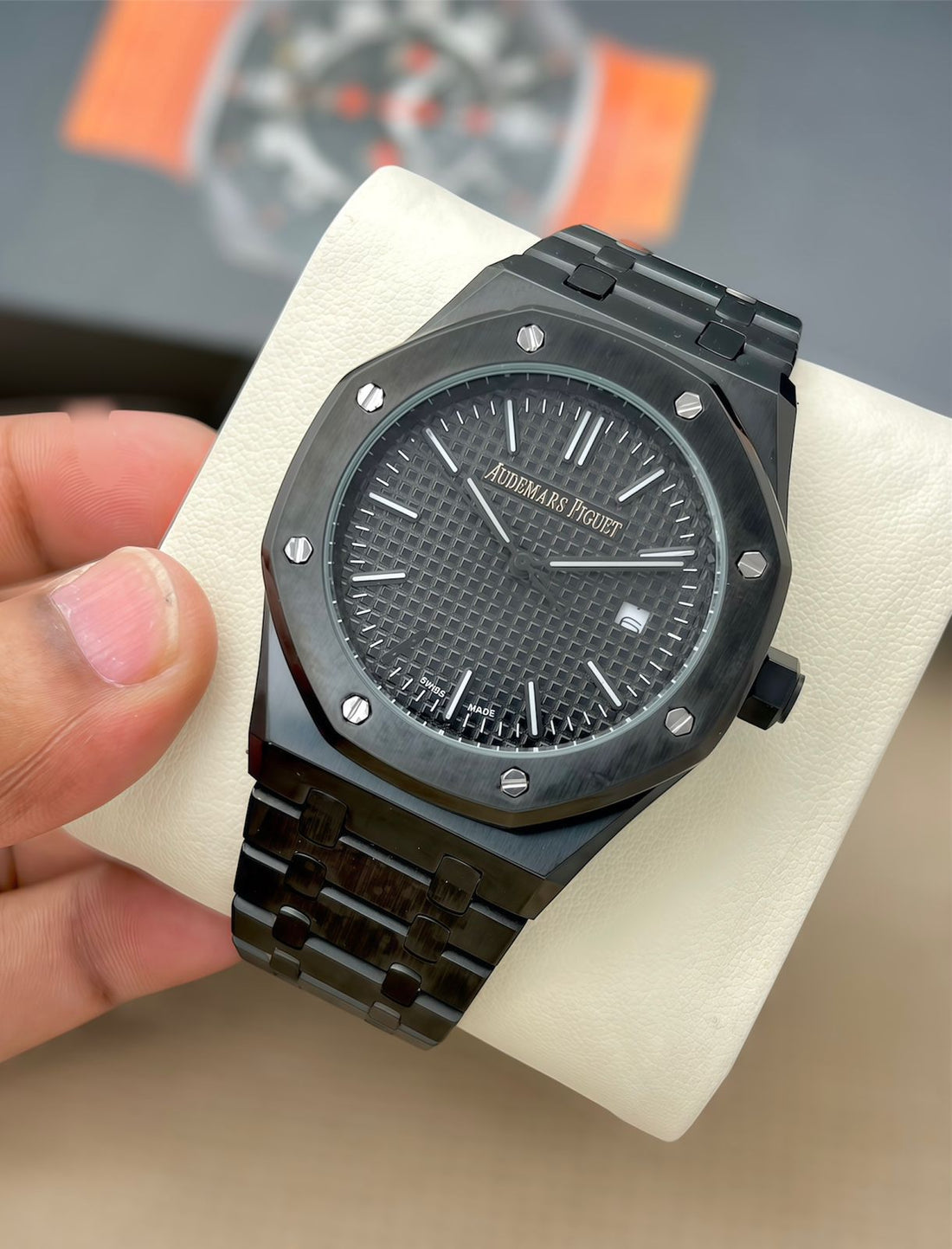 Men’s Luxury Rose Gold Analog Watch – Octagon Bezel Stainless Steel Designer WristWatch
