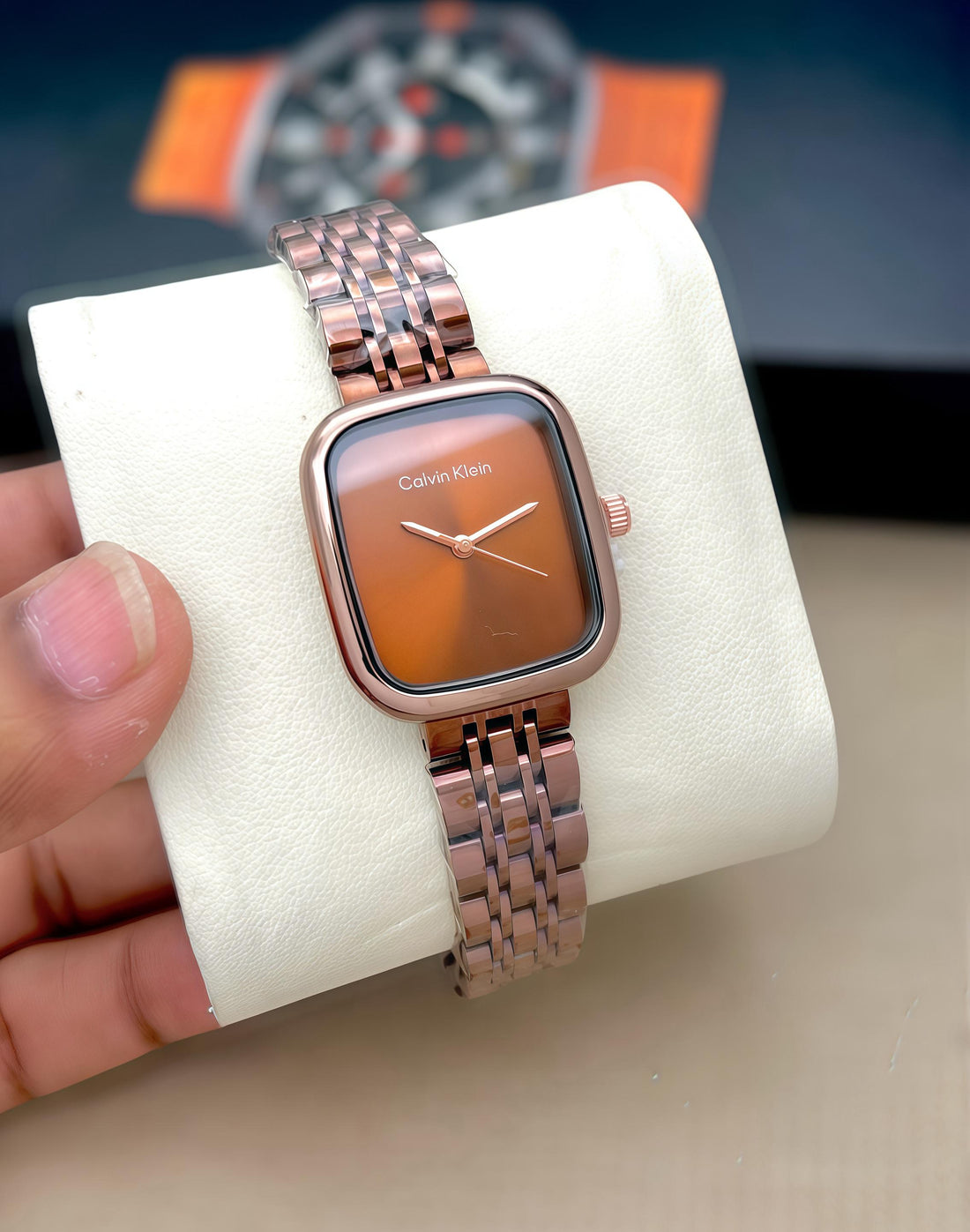 Women’s Rose Gold & Silver Square Dial Watch – Elegant Slim Stainless Steel Designer Wrist Watch