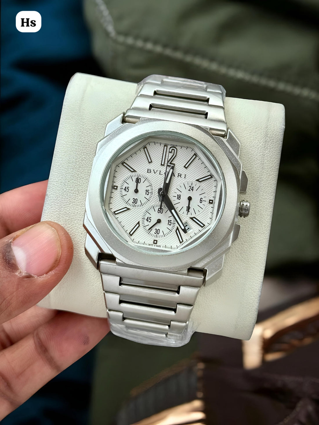 Men’s Blue Dial Chronograph Style Watch – Stainless Steel Premium Designer Analog Wrist Watch
