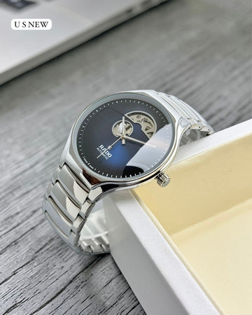 Men’s Automatic Open Heart Watch – Black Dial Premium Stainless Steel Designer Wrist Watch