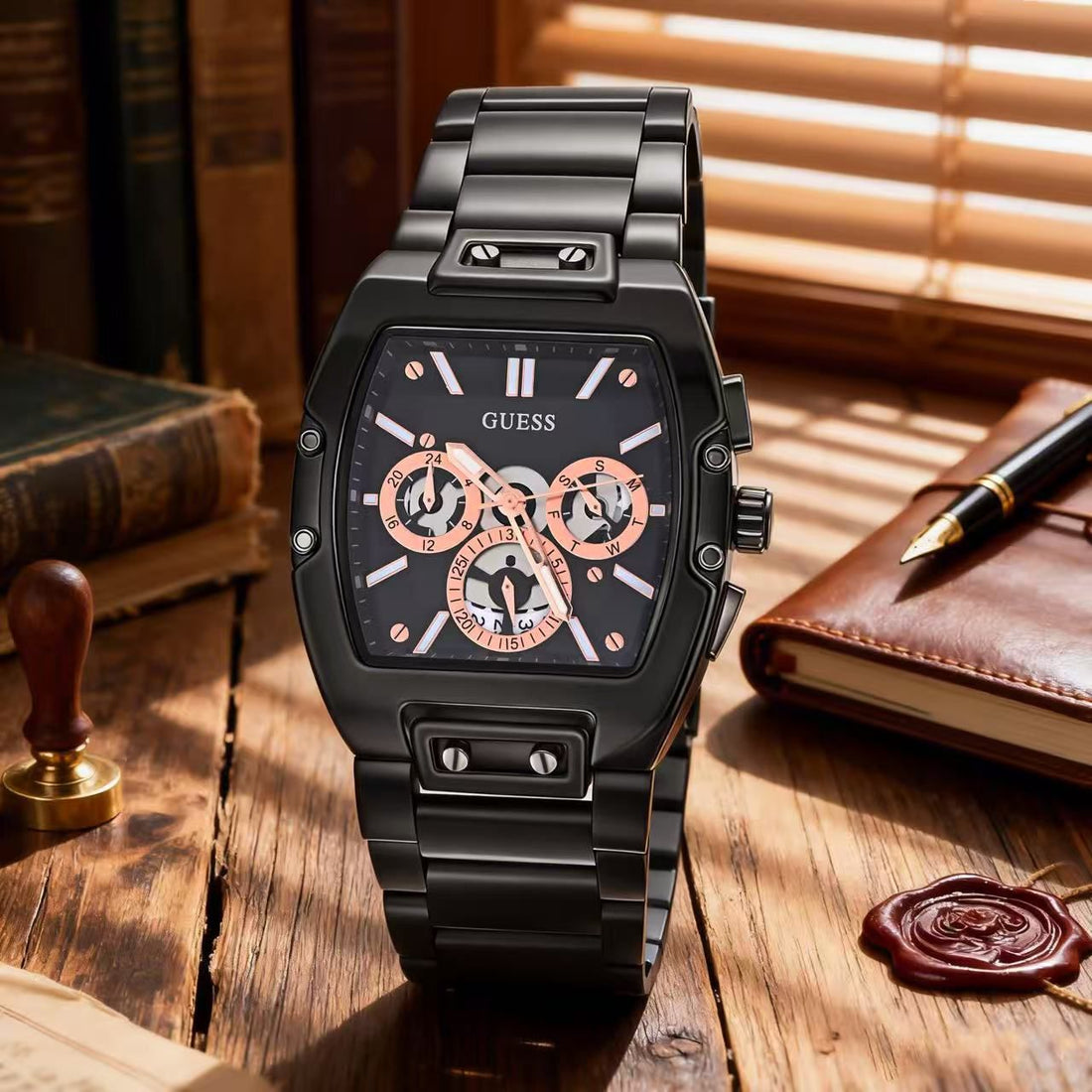GUESS Style Gold Tone Multi-Function Men’s Watch – Premium Stainless Steel Designer Watch