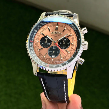 Breitling Navitimer Style Chronograph Men’s Watch – Brown Dial with Leather Strap