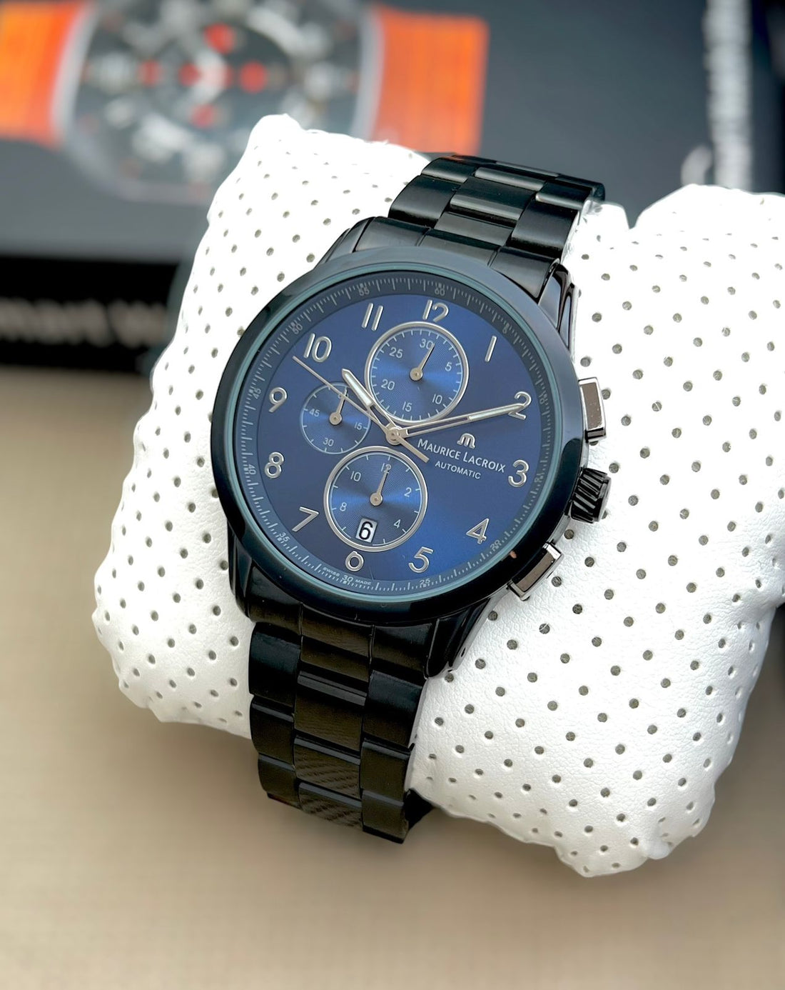 Maurice Lacroix Premium Stainless Steel Men’s Chronograph Watch – Grey Dial & Silver Strap