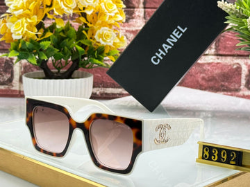Chanel Luxury Oversized Square Sunglasses for Women – White & Tortoiseshell Designer Eyewear