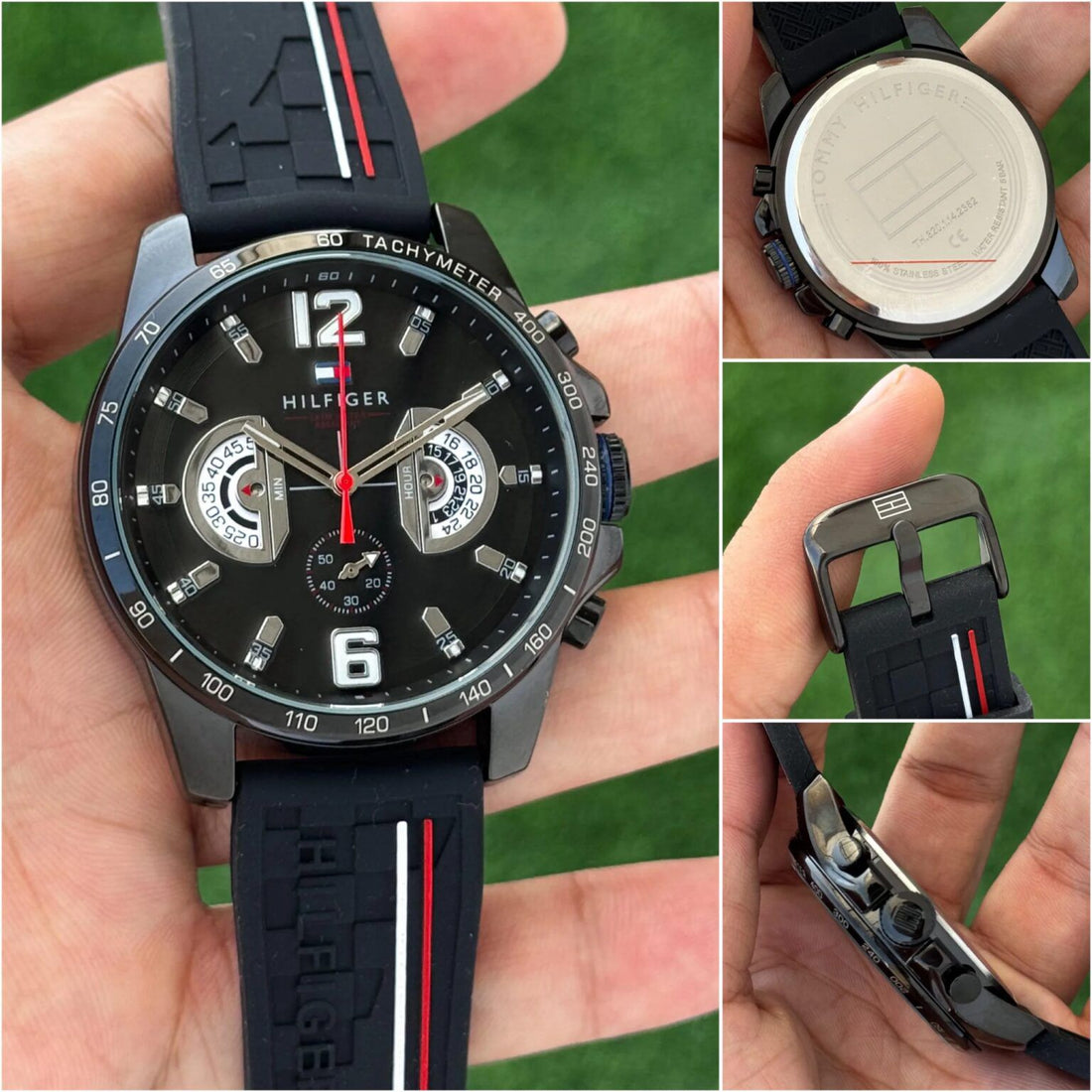 Men’s Sporty Chronograph Watch – Premium Analog Wrist Watch with Rubber Strap (Black Dial)