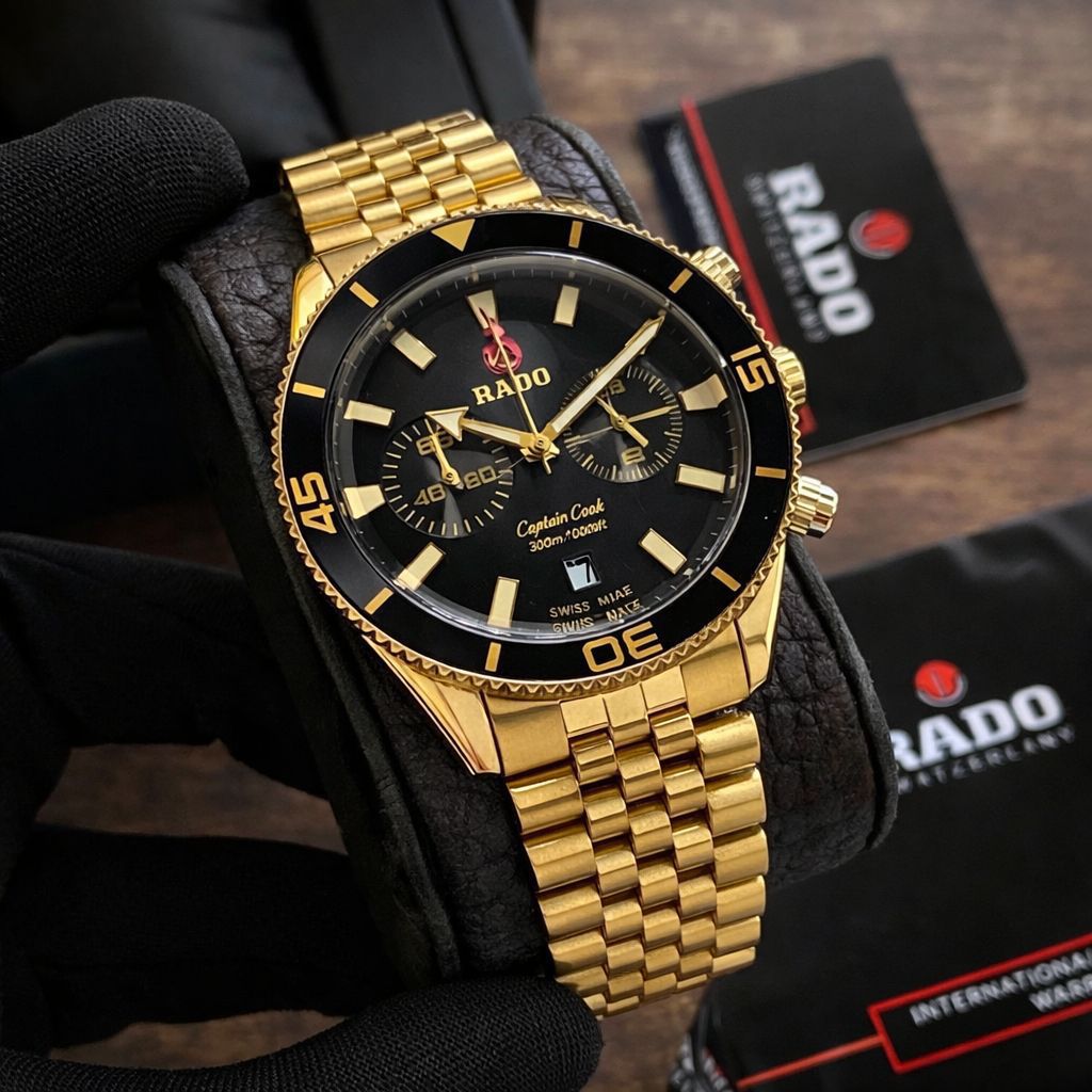 Rado Captain Cook Chronograph Black Dial Men's Watch | Stainless Steel Chain | Working Chronograph | Master Copy
