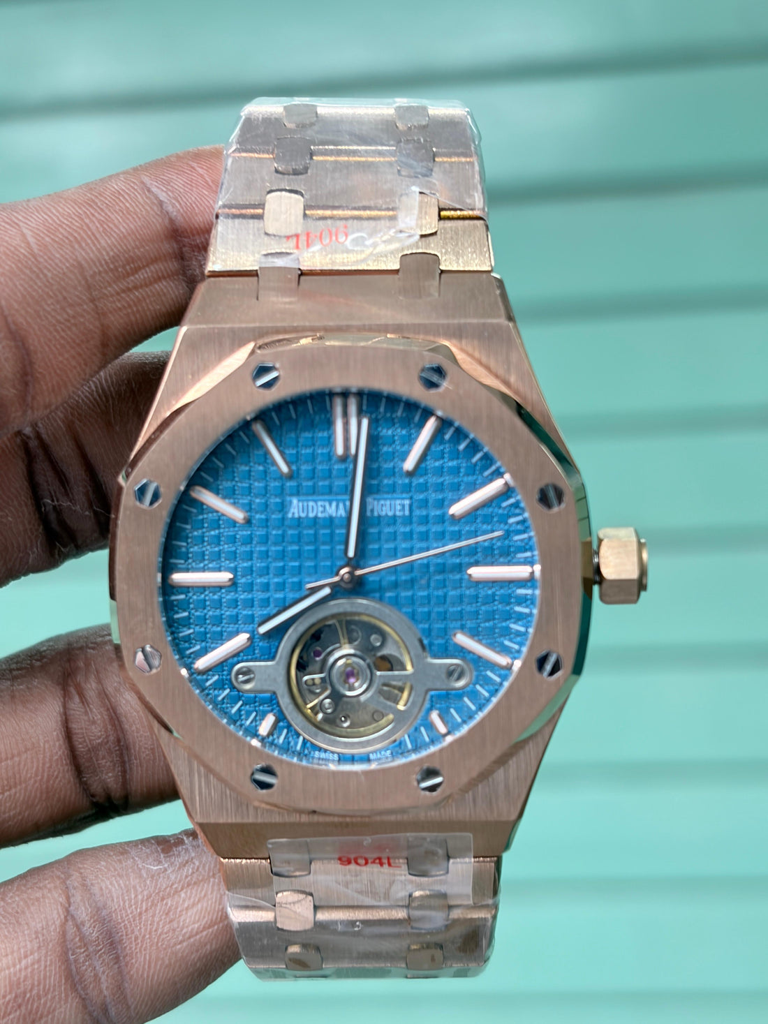 Audemars Piguet Royal Oak Style Gold Automatic Watch for Men – Open Heart Luxury Wristwatch