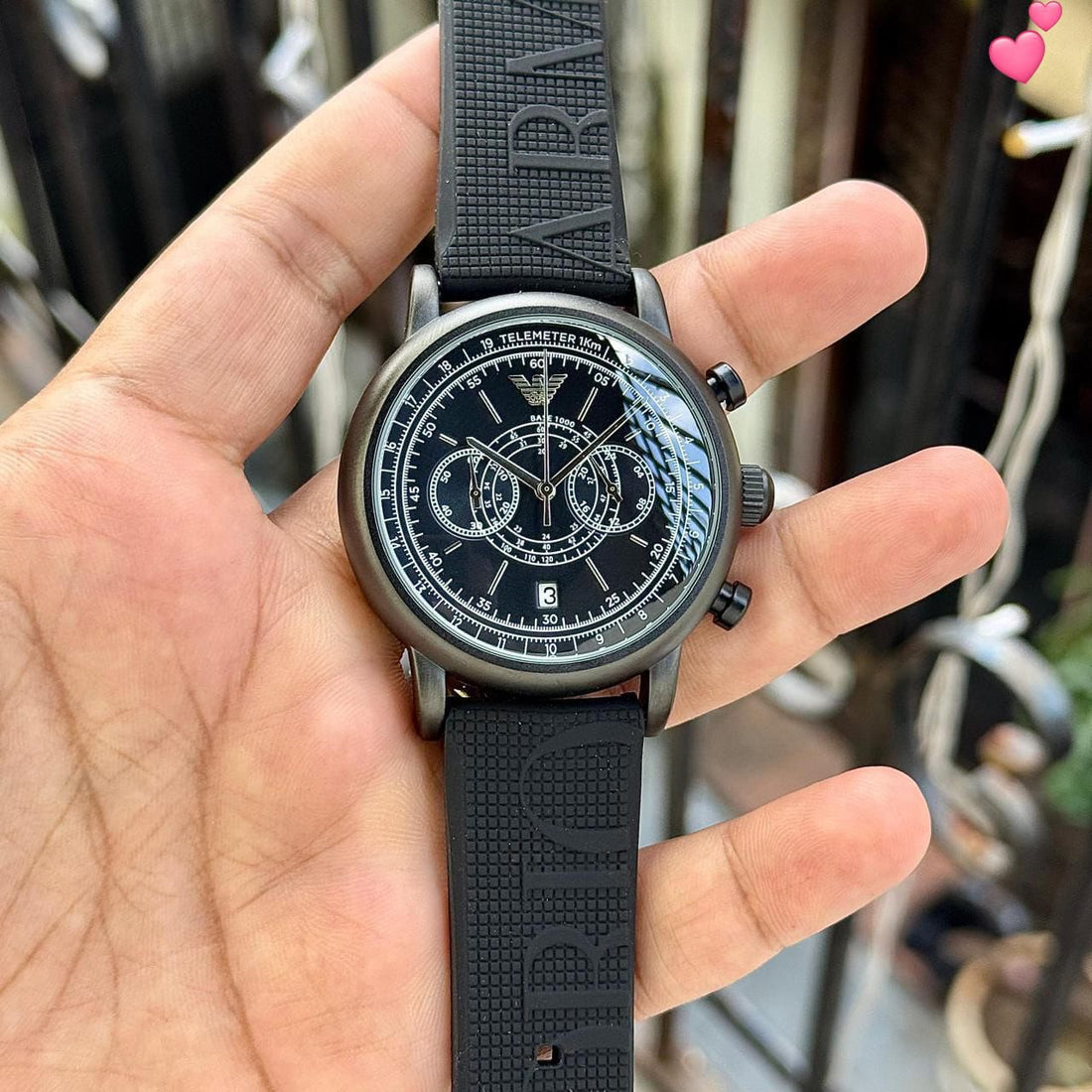 Premium Grey Chronograph Men’s Watch with Silicone Strap Short