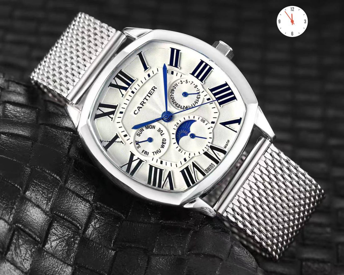 Silver Mesh Strap Luxury Men’s Watch
