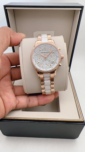 Luxury Rose Gold Crystal Studded Women’s Analog Watch