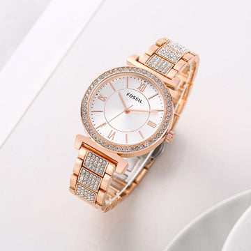 Luxury Rose Gold Crystal Studded Women’s Analog Watch
