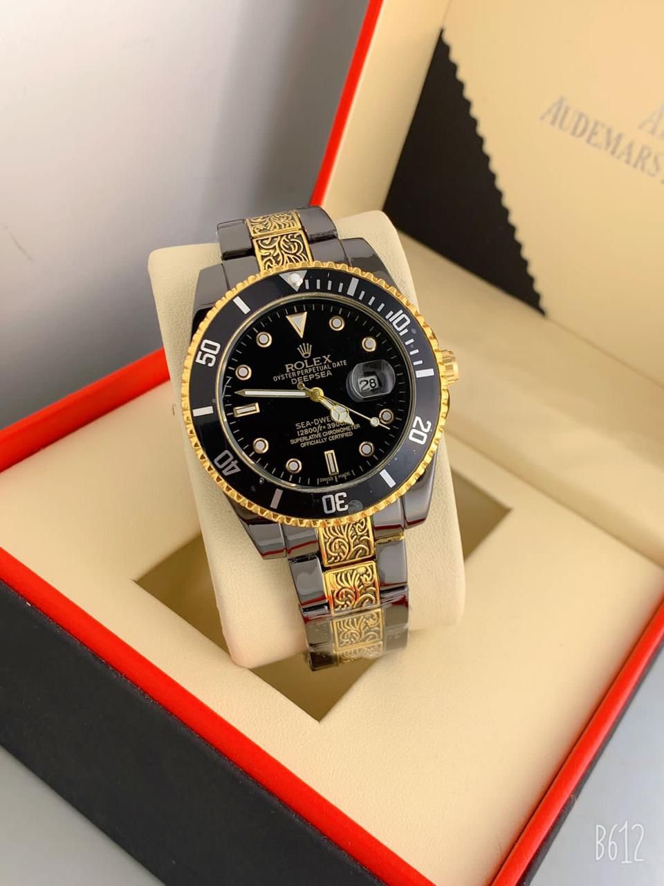 Luxury Black & Rose Gold Analog Watch for Man