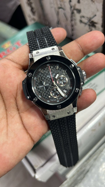 Men’s Premium Black Dial Silicone Strap Analog Watch