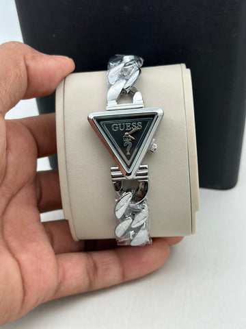 Elegant Triangle Dial Silver Bracelet Watch for Women