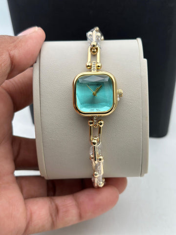 Luxury Green Dial Gold-Tone Bracelet Watch for Women