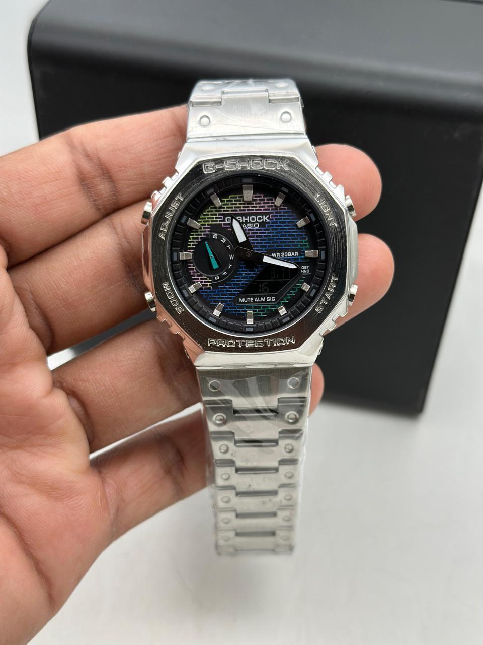 Luxury Silver Sports Analog-Digital Watch for Men
