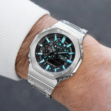 Luxury Silver Sports Analog-Digital Watch for Men