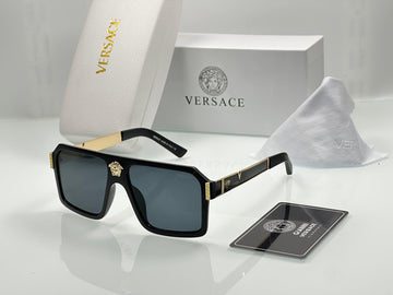 Men’s Luxury Sunglasses – Versace Style | Black & Gold Designer Frame