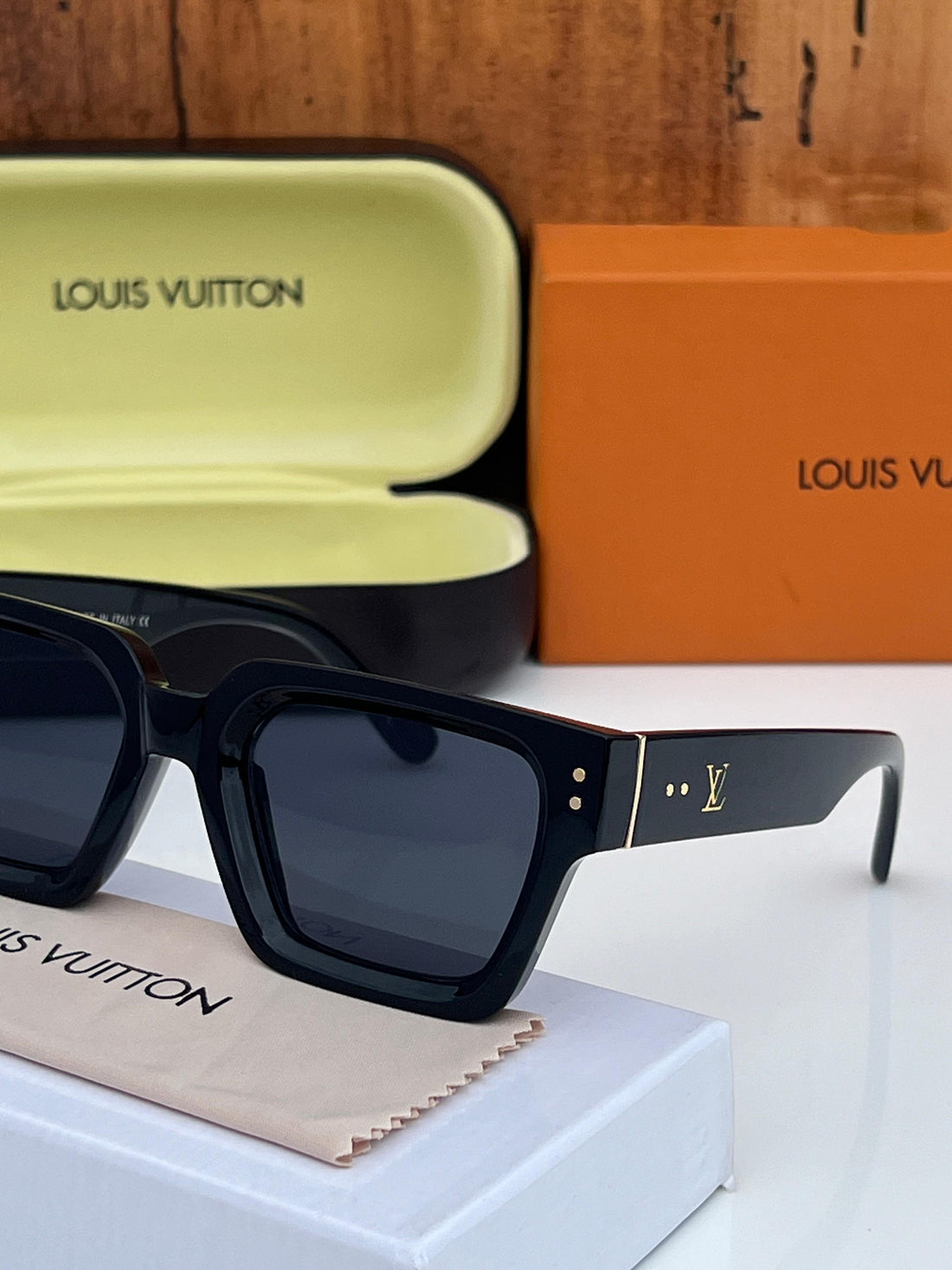 Louis Vuitton Style Unisex Square Sunglasses | Black Frame & Dark Lens | Luxury Designer Inspired Shades