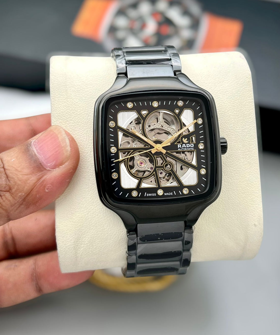 Rado True Square Automatic Open Heart White High-Tech Ceramic Watch R27073012 (Unisex)